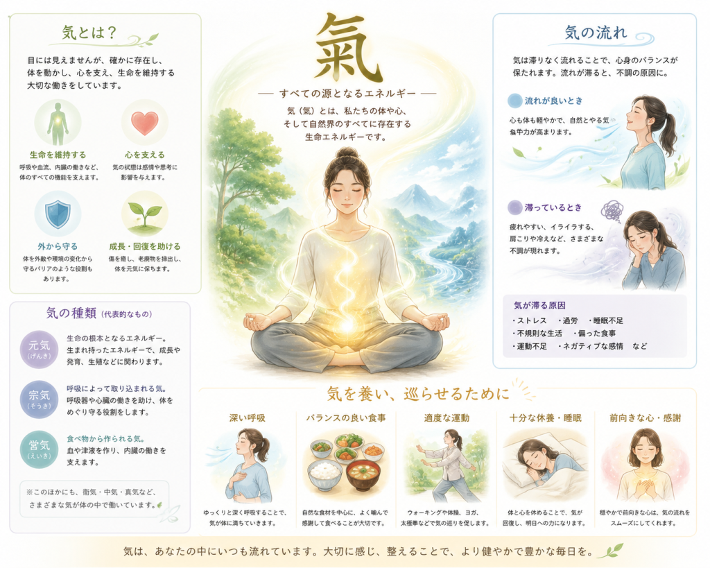 元気サロン直では氣も取り扱います 元気サロン直では、氣を扱います。体の不調などお困りの方、一度お試しください